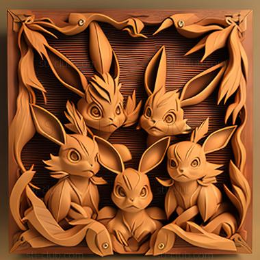 3D model The Battling Eevee Brothers The Four Eievui Brothers (STL)